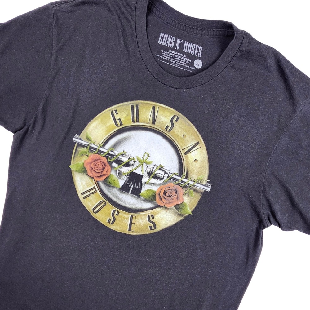 Guns N Roses T-Shirt XL Black Band Tee Classic Bullet Logo Graphic Rock Music